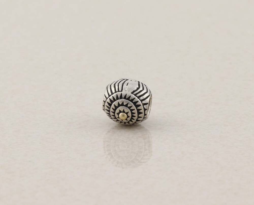 Sterling Silver Chamilia 925 & 14k Gold Bead Charm 3/8" x 3/8" - Picture 4 of 5